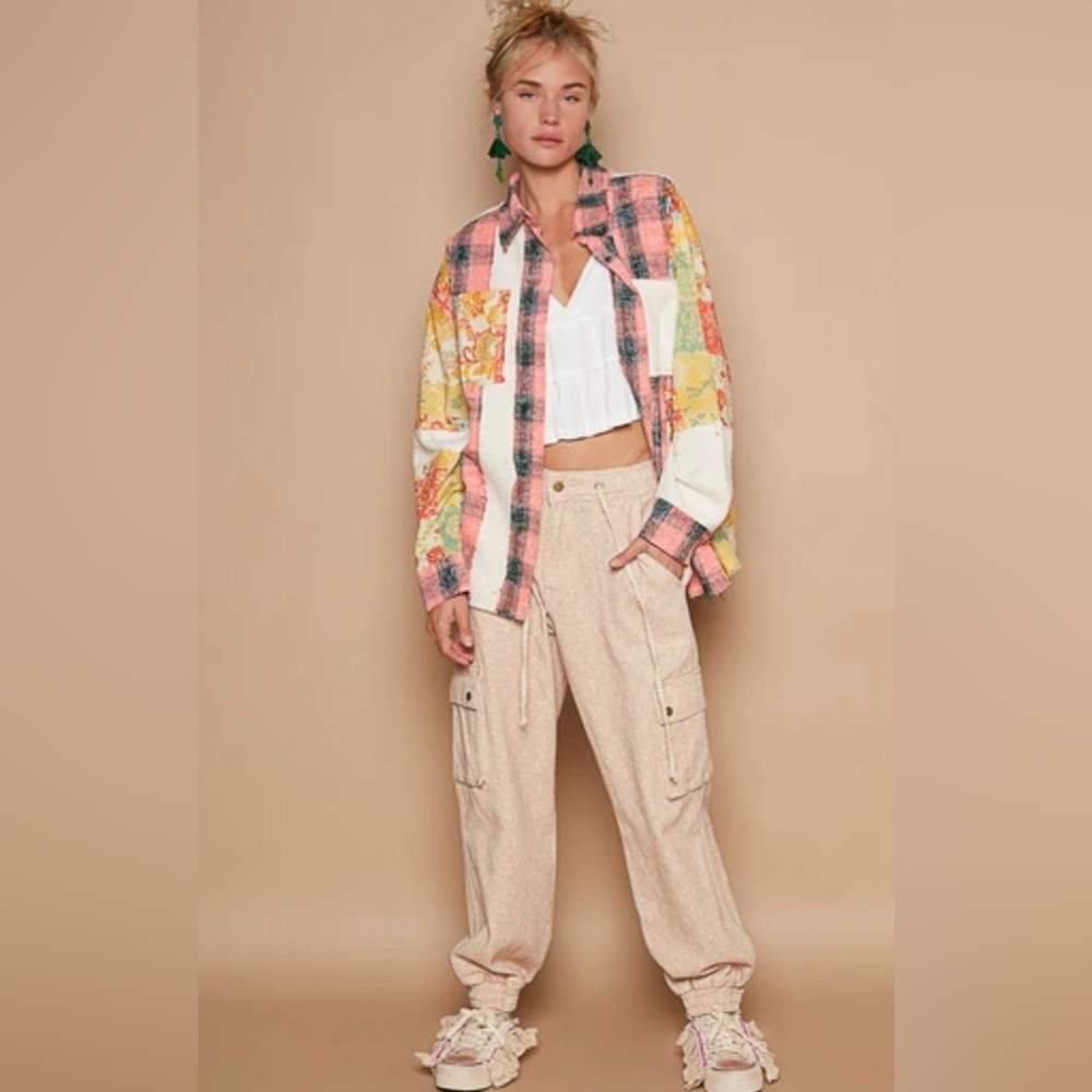 NWOT POL MULTI BUTTON DOWN SHACKET - image 3